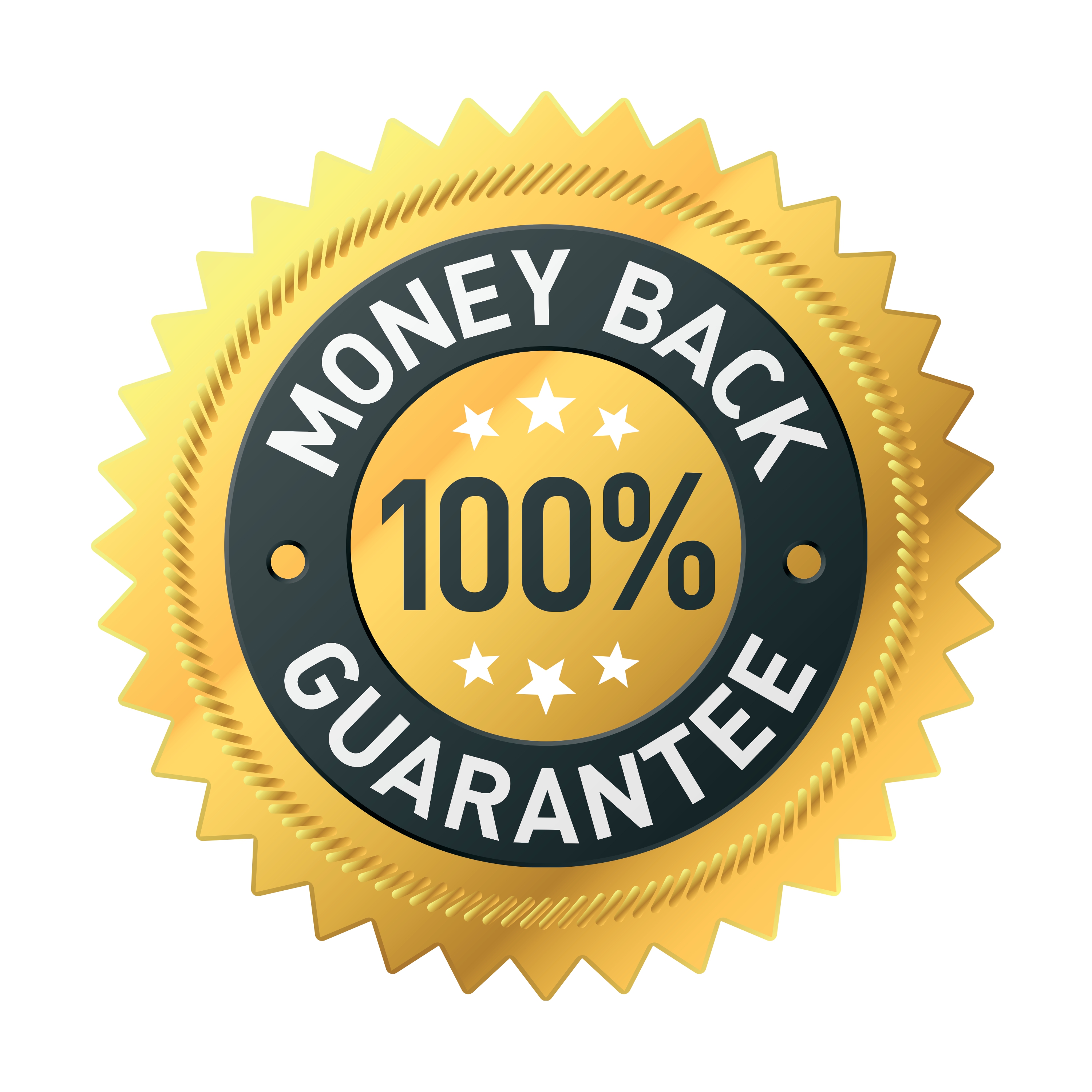 100% money back guarantee seal